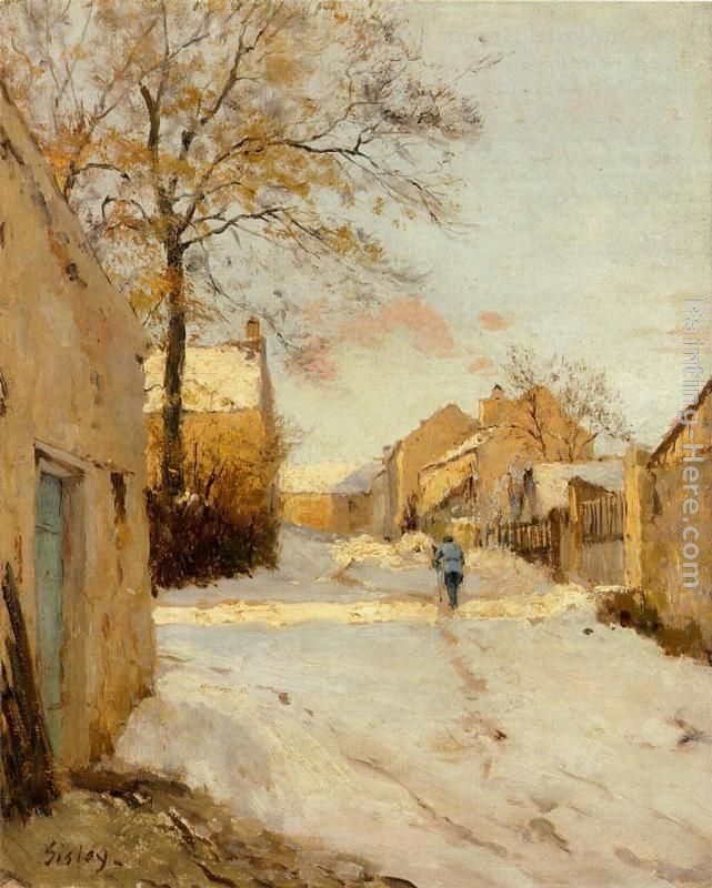 A Village Street in Winter painting - Alfred Sisley A Village Street in Winter art painting